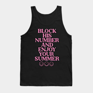 Block His Number and Enjoy Summer Y2K Aesthetic Pink Retro Tank Top